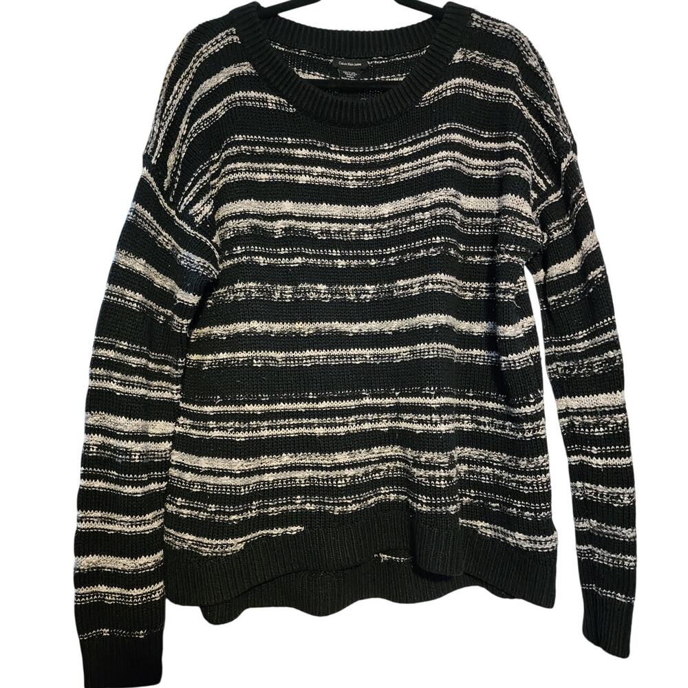 Calvin Klein Jeans Black White Textured Knit Sweater XL